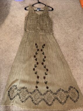 Vintage MPH boho embroidered maxi dress